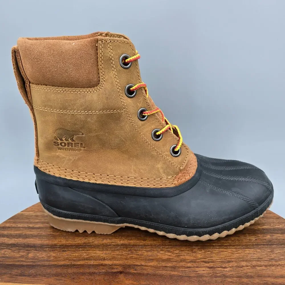 Sorel Cheyanne II Boots Youth Kids 7 Brown Black Leather Lace Up Duck Waterproof